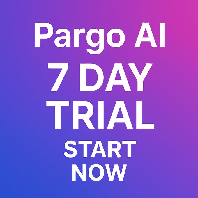 image for announcing a 7 day trial license type for pargo ai do not include a logo